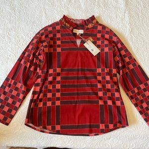 Sheridan French red and brown Liv Blouse size Large